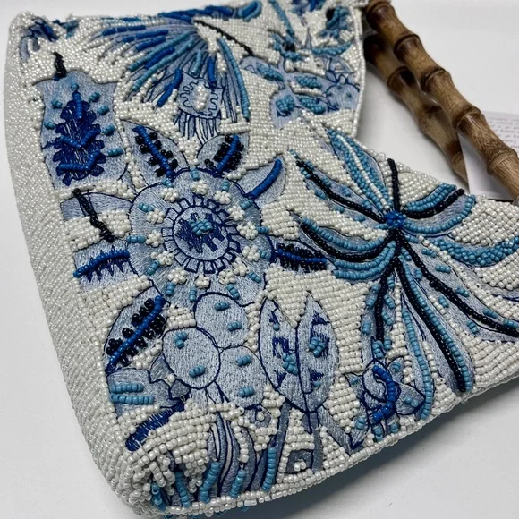 Blue Floral Beaded Bag NWT TikTok Instagram Viral - Picture 6 of 11
